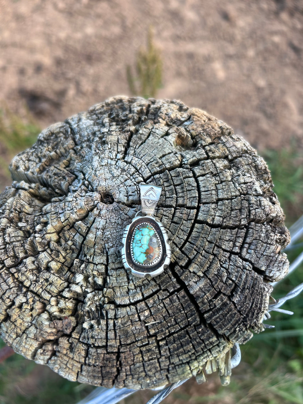 Natural fox turquoise shadowbox pendant