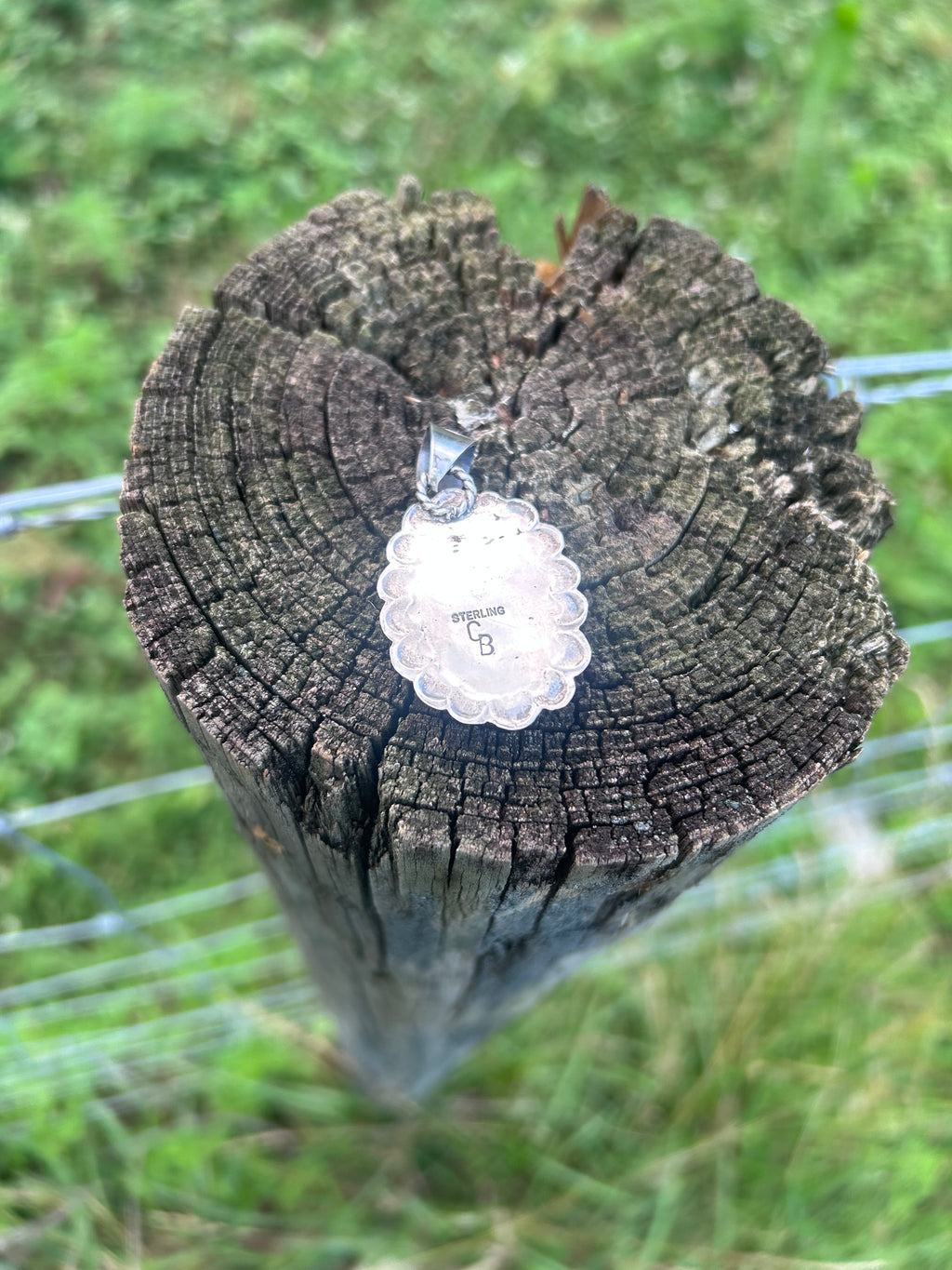 Hand Stamped Kingman Turquoise Pendant