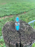 Double Kingman Turquoise Sterling Silver Ring